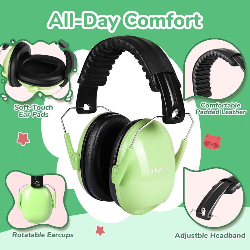 MelonArt Noise Cancelling Headphones for Kid Adult, 3PCS Kids Ear Hearing Protection 27dB Noise Reduction Earmuffs for Autism Sensory Toddler Soundproof Headphones for Shooting/Monster Truck/Concert - Image 3
